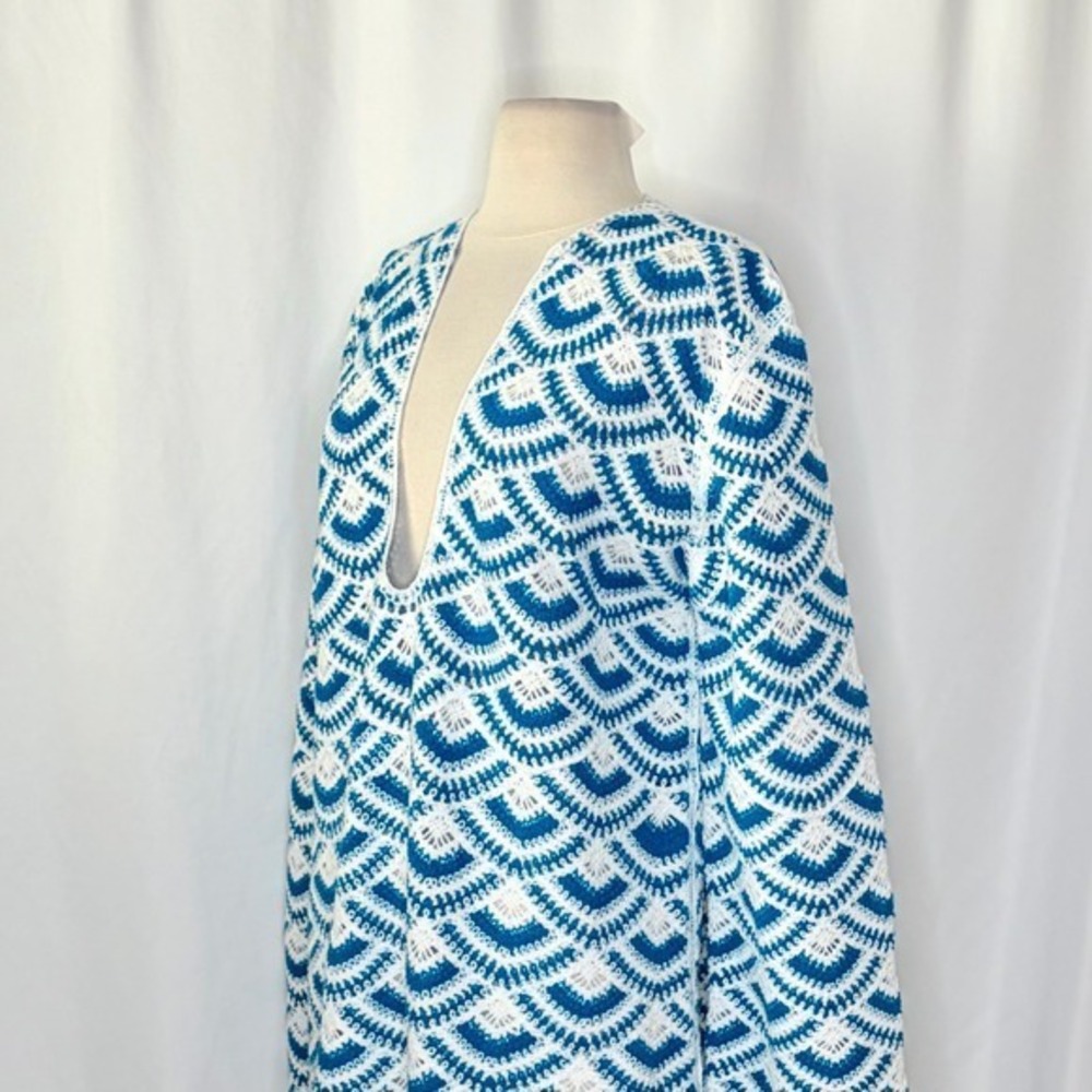 NWT!! Anthropologie CELANDINE Crochet Long Sleeve Mini Kaftan Cover-Up Mini M/L - Picture 8 of 16